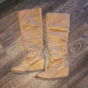 Tan Suede Knee Boots